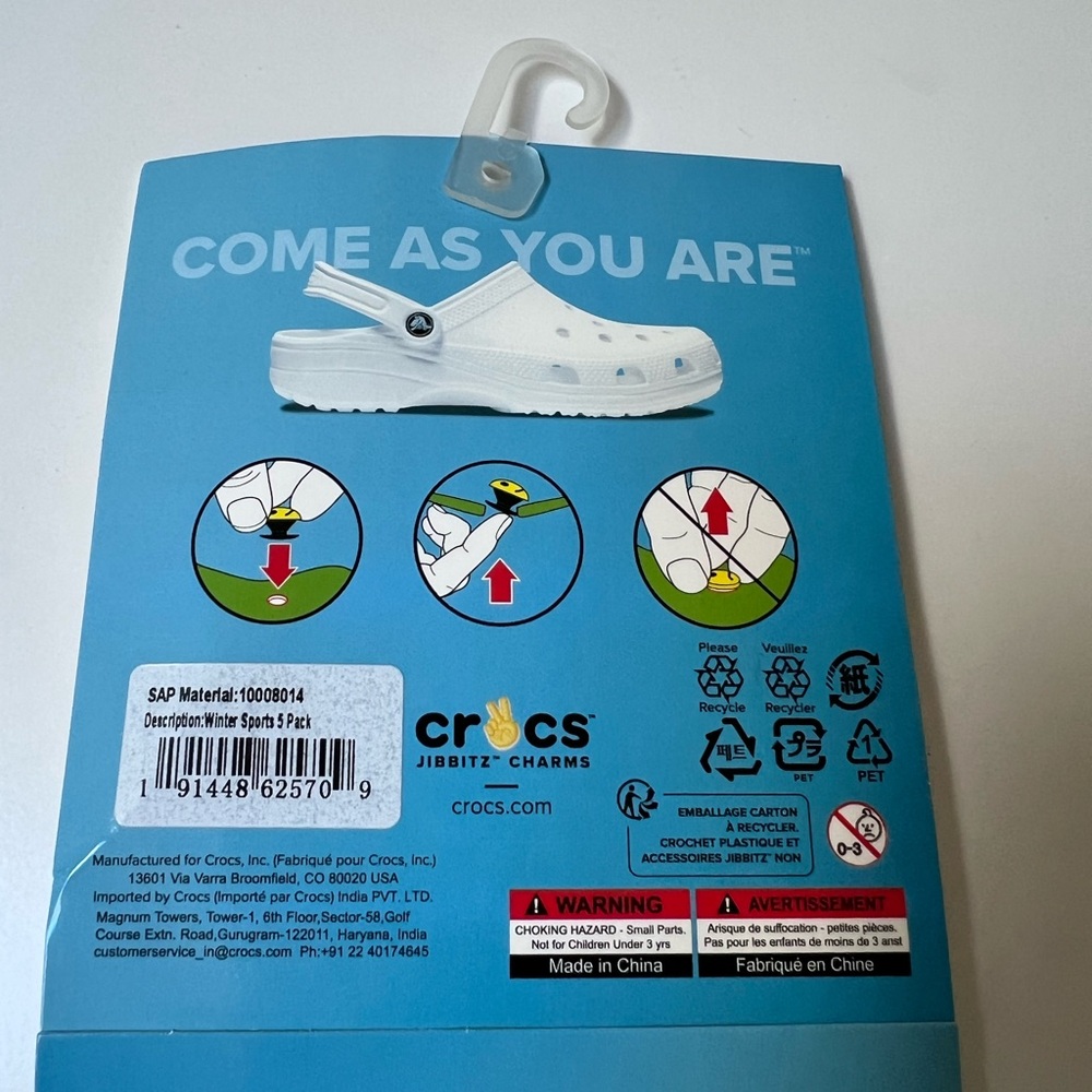 CROCS Kids Jibbitz Charm Set - skis, snowboard, polar bear, googles YEET - Picture 2 of 2